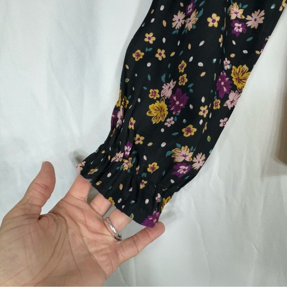 Thereabouts Girls Plus Black Floral Long Poet Sleeve Babydoll Top - 14.5 / 16.5 - Picture 7 of 7